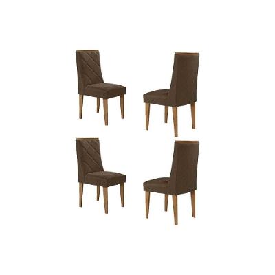 Cadeira Sala De Jantar Pietá Kit 4 Un Madeira Capuccino-linho Capuccino - Rufato