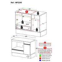 Balcão Cozinha Para Cooktop E Forno 105cm 1 Porta 1 Gaveta Com Rodapé Veneza Multimóveis Mp2295 - Preto