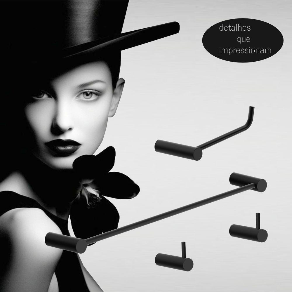 Kit Acessório Para Banheiro Preto Fosco 4 Peças Grego Metal 2050or - 2