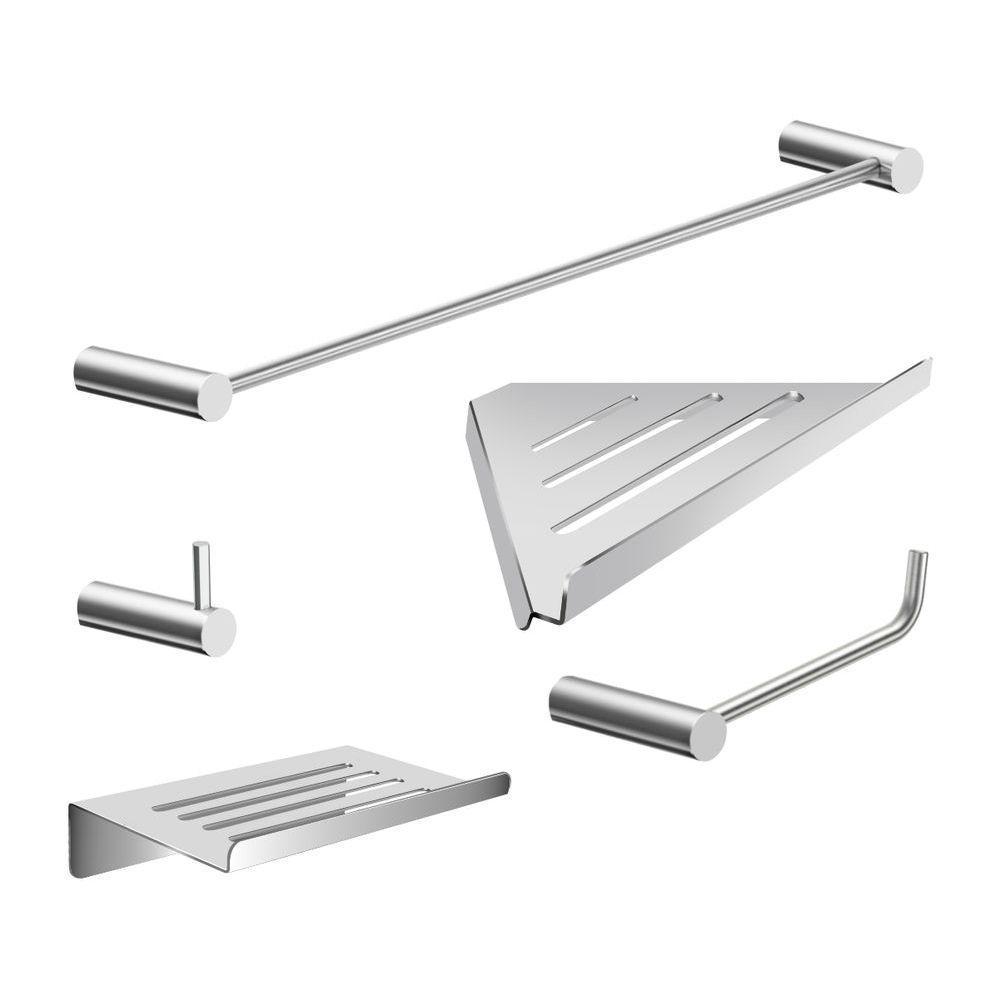 Kit Acessórios Para Banheiro Escovado 5 Peças Grego Metal 2102or - 1