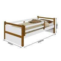 Cama Juvenil Bianca Branco/Mel Com Pés Em Madeira Com Colchão - 3