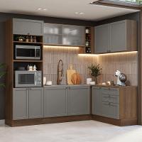 Armário De Cozinha Completa De Canto 399 Cm Rustic-cinza Vik Madesa 01 Rustic-cinza - 1
