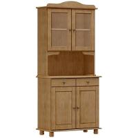 Armário De Cozinha Rústico Com Cristaleira 4 Portas 2 Gavetas Lazuli F06 Freijó - Lyam Decor - 1