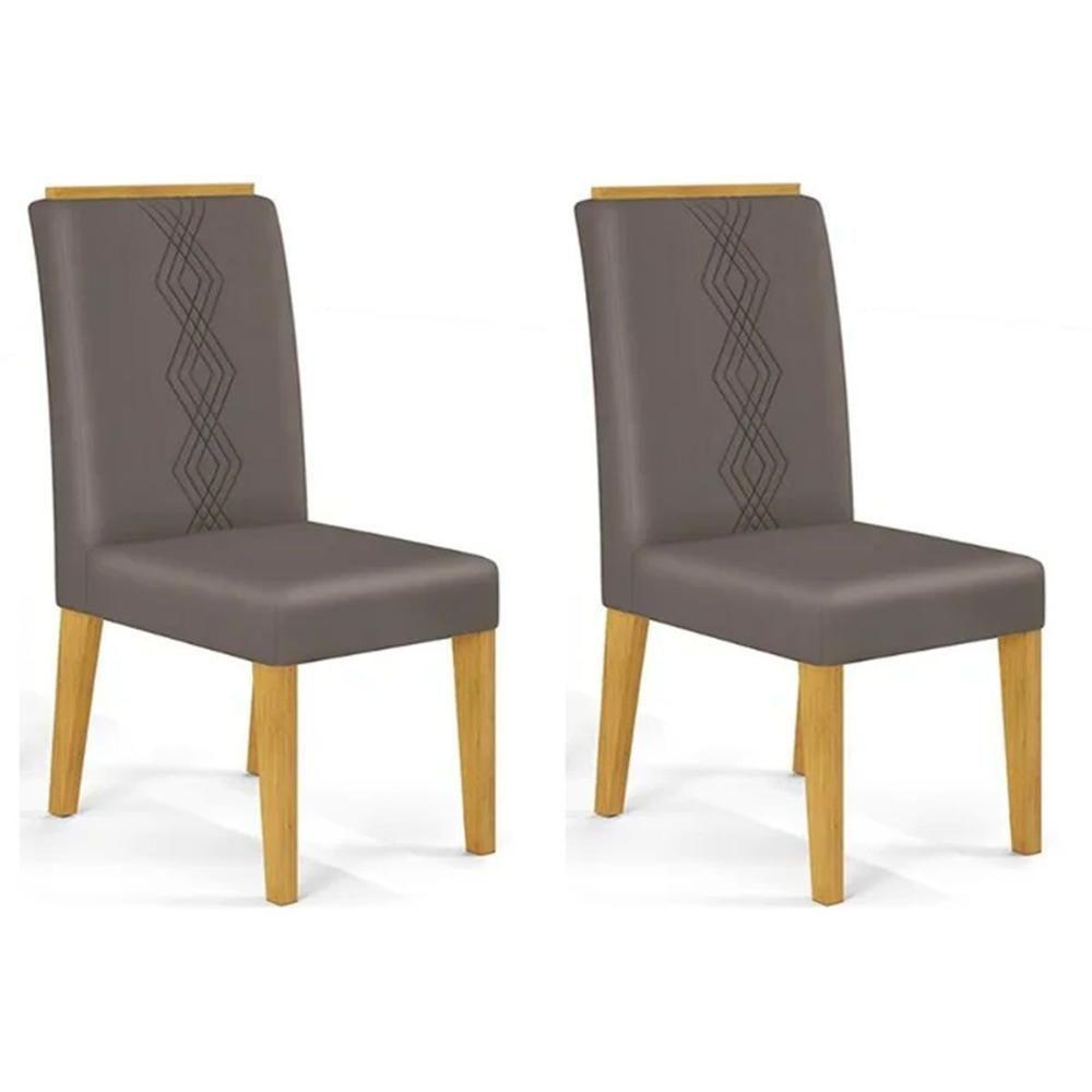 Cadeira Sala De Jantar Yasmin Kit 2 Un Cedro-suede Lunar Grafite - Dj Móveis - 1