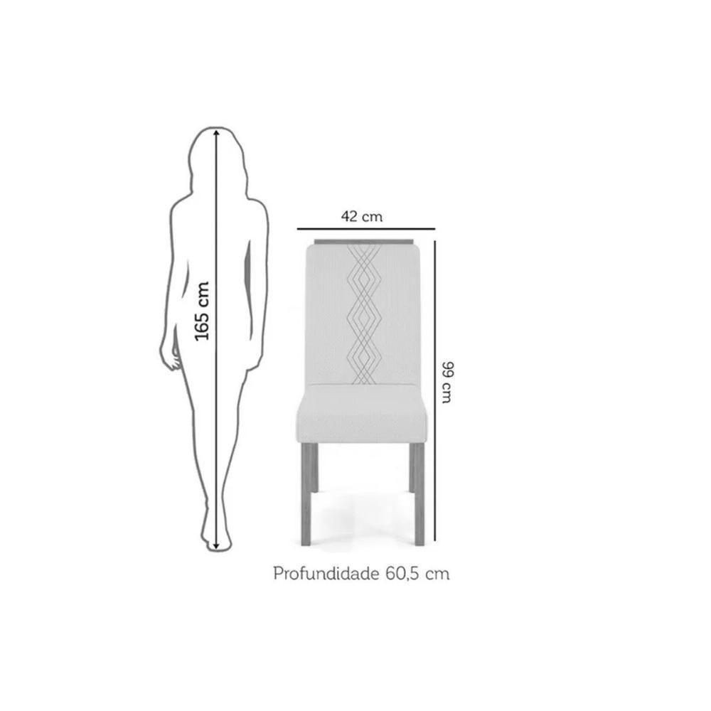 Cadeira Sala De Jantar Yasmin Kit 2 Un Cedro-suede Lunar Grafite - Dj Móveis - 2