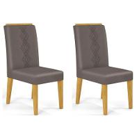 Cadeira Sala De Jantar Yasmin Kit 2 Un Cedro-suede Lunar Grafite - Dj Móveis - 1