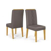 Cadeira Sala De Jantar Yasmin Kit 2 Un Cedro-suede Lunar Grafite - Dj Móveis - 10