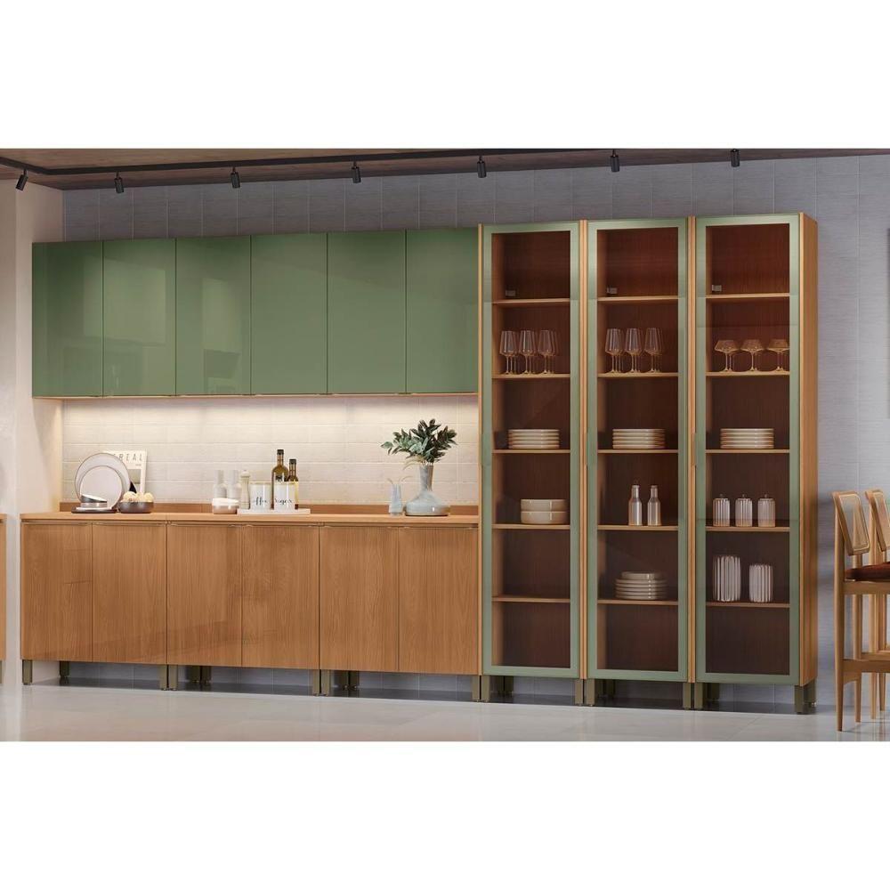 Armário Aéreo P- Cozinha Vibra T644 C- 2 Portas 80cm Canela-verde Pistache Lacca - Kappesberg - 5