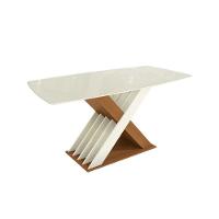 Base De Mesa P- Cozinha Graviola C- Tampo Madeirado C- Vidro 170x90cm Canela-off White-vidro Off White - Kappesberg - 1