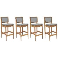 Banqueta Sala De Jantar Liz 1bmm009ca Premium Madeira Maciça Kit 4 Un Carvalho-linho Cinza-tela Grafite - Kappesberg - 1