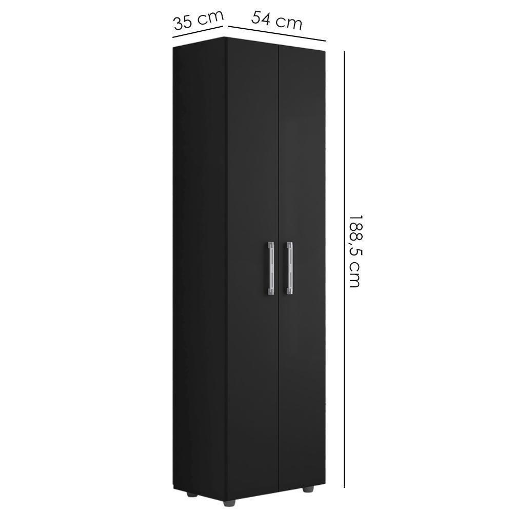 Armario Multiuso 2 Portas 189x54 Cm Beatriz Preto Reajl Moveis Preto - 4