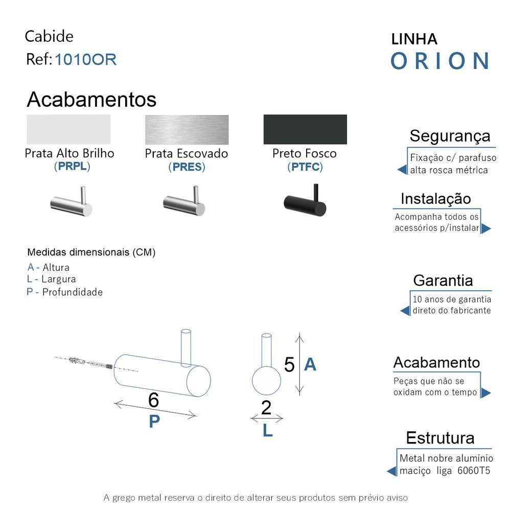 Cabide Para Banheiro Orion Preto Fosco Grego Metal - 5