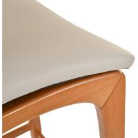 Banqueta Alta Amsterdã Madeira Maciça Amêndoa Encosto Palha Sextavada Natural Assento Corino Off White - 6