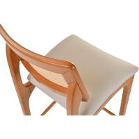 Banqueta Alta Amsterdã Madeira Maciça Amêndoa Encosto Palha Sextavada Natural Assento Corino Off White - 7