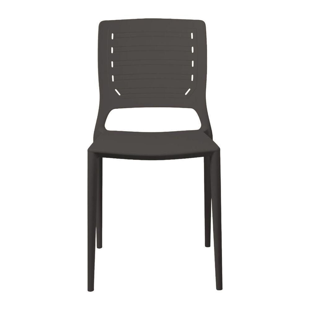 Cadeira Empilhável Saturno Grafite Em Polipropileno Acrilys - 3