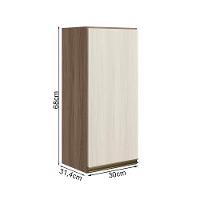 Armario Aereo 1 Porta Mdf 30 Cm Kali 12201 Carvalho Toq Bianco Toq Nicioli Carvalho Toq Bianco Toq - 3