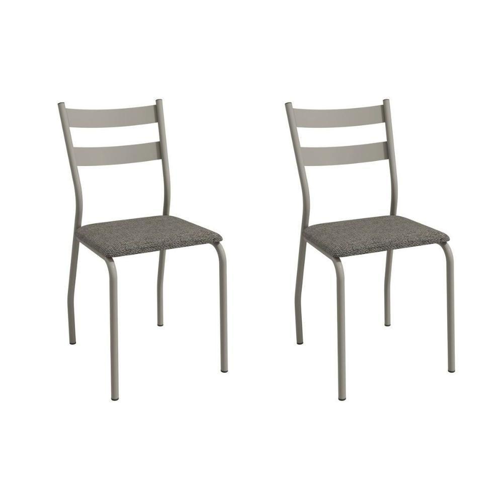 Cadeira Sala De Jantar Bali 2c141nk Aço Kit 2 Un Niquel-linho Escuro - Kappesberg - 1