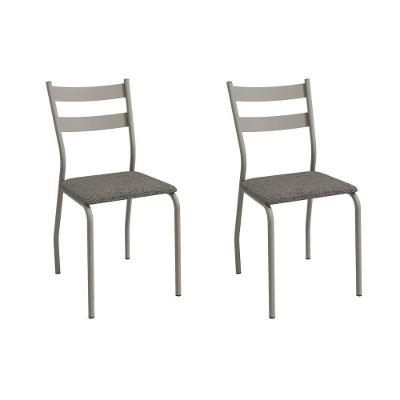 Cadeira Sala De Jantar Bali 2c141nk Aço Kit 2 Un Niquel-linho Escuro - Kappesberg