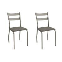 Cadeira Sala De Jantar Bali 2c141nk Aço Kit 2 Un Niquel-linho Escuro - Kappesberg - 1