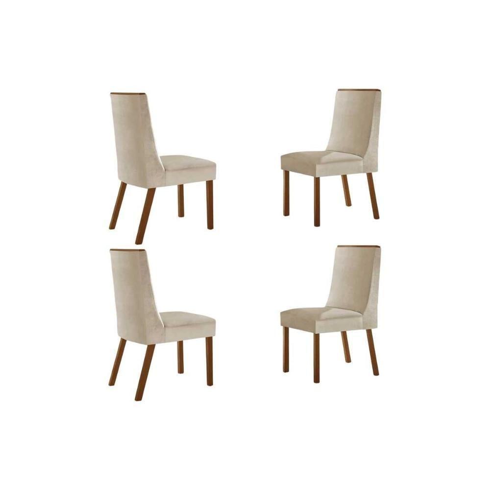 Cadeira Sala De Jantar Dakota Kit 4 Un Naturalle-suede Creme - Rufato - 1