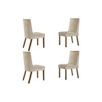 Cadeira Sala De Jantar Dakota Kit 4 Un Naturalle-suede Creme - Rufato - 1