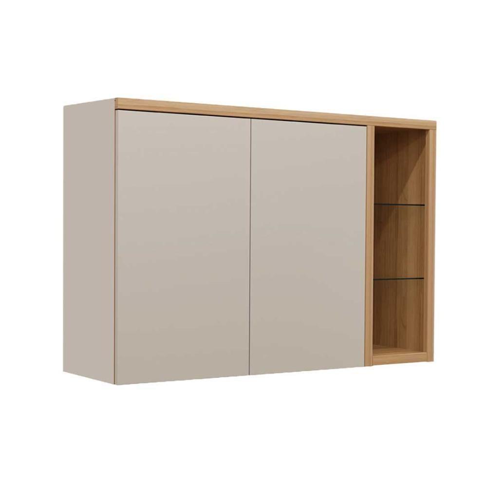 Armário Aéreo Duplo 2 Portas 120cm Com Nicho Decorativo - 2