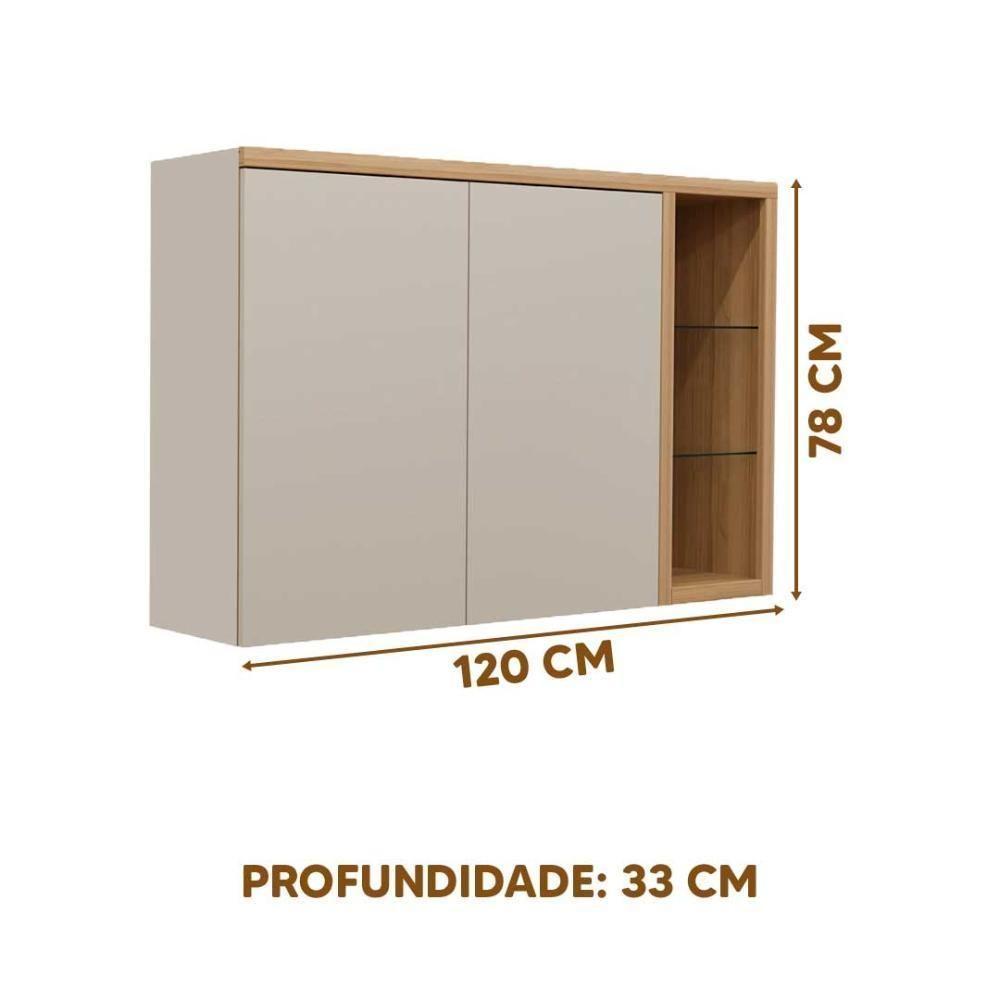 Armário Aéreo Duplo 2 Portas 120cm Com Nicho Decorativo - 3