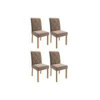 Cadeira Sala De Jantar Fernanda Wood Kit 4 Un Carvalho-suede Joli Capuccino - Cimol - 1