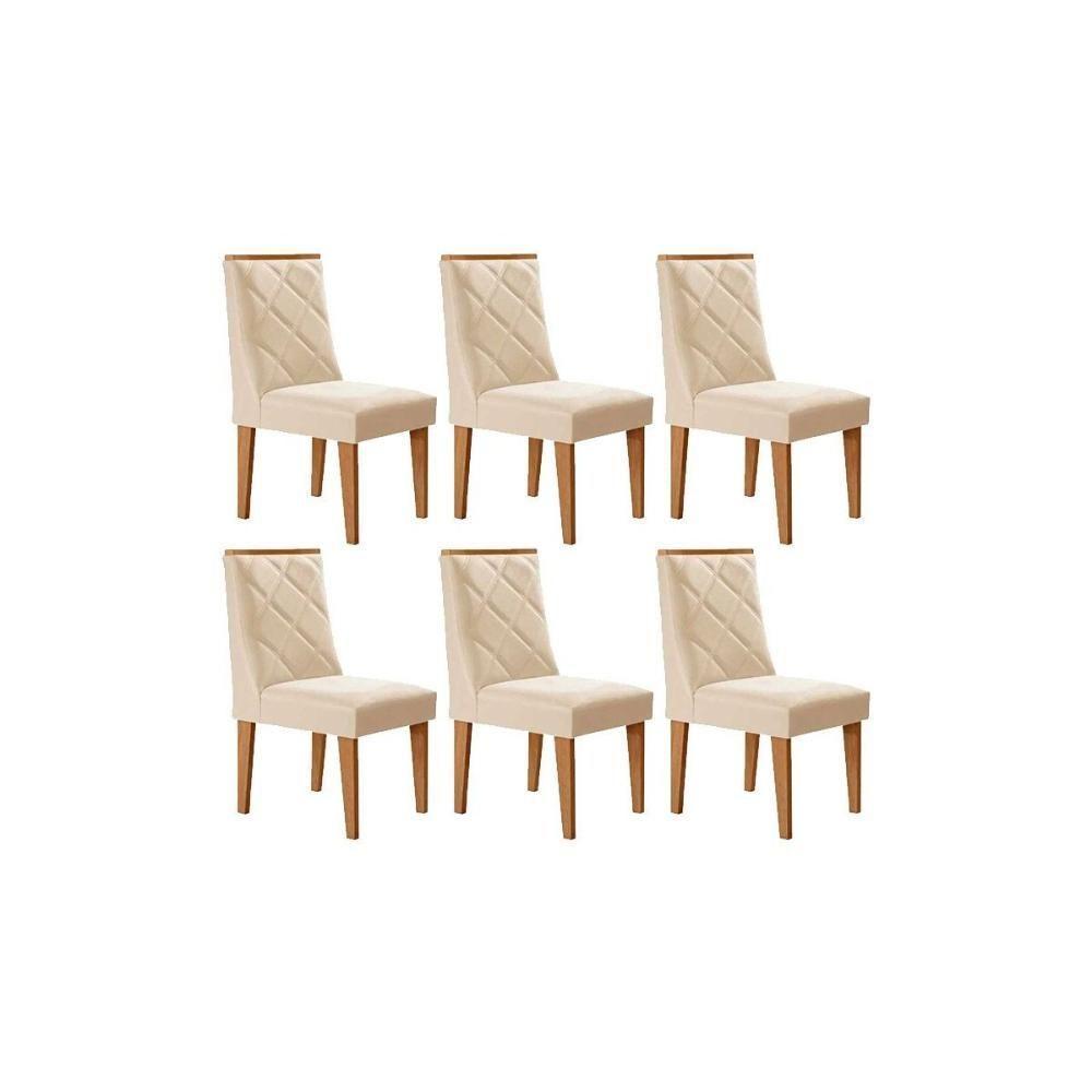 Cadeira Sala De Jantar Pietá Kit 6 Un Naturalle-suede Creme - Rufato - 1