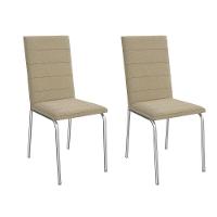 Cadeira Sala De Jantar Amsterdã 2c091 Aço Kit 2 Un Cromado-boucle Bege Fendi - Kappesberg - 1