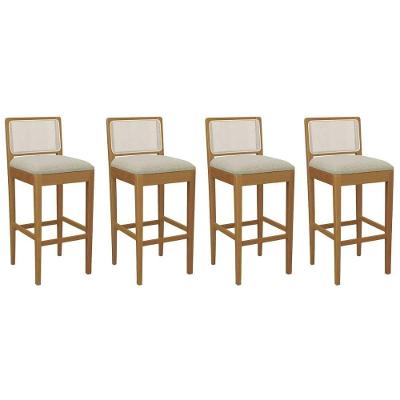 Banqueta Sala De Jantar Sara 1bmm005ca Premium Madeira Maciça Kit 4 Un Carvalho-boucle Bege-tela Bege - Kappesberg