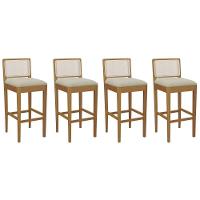 Banqueta Sala De Jantar Sara 1bmm005ca Premium Madeira Maciça Kit 4 Un Carvalho-boucle Bege-tela Bege - Kappesberg - 1