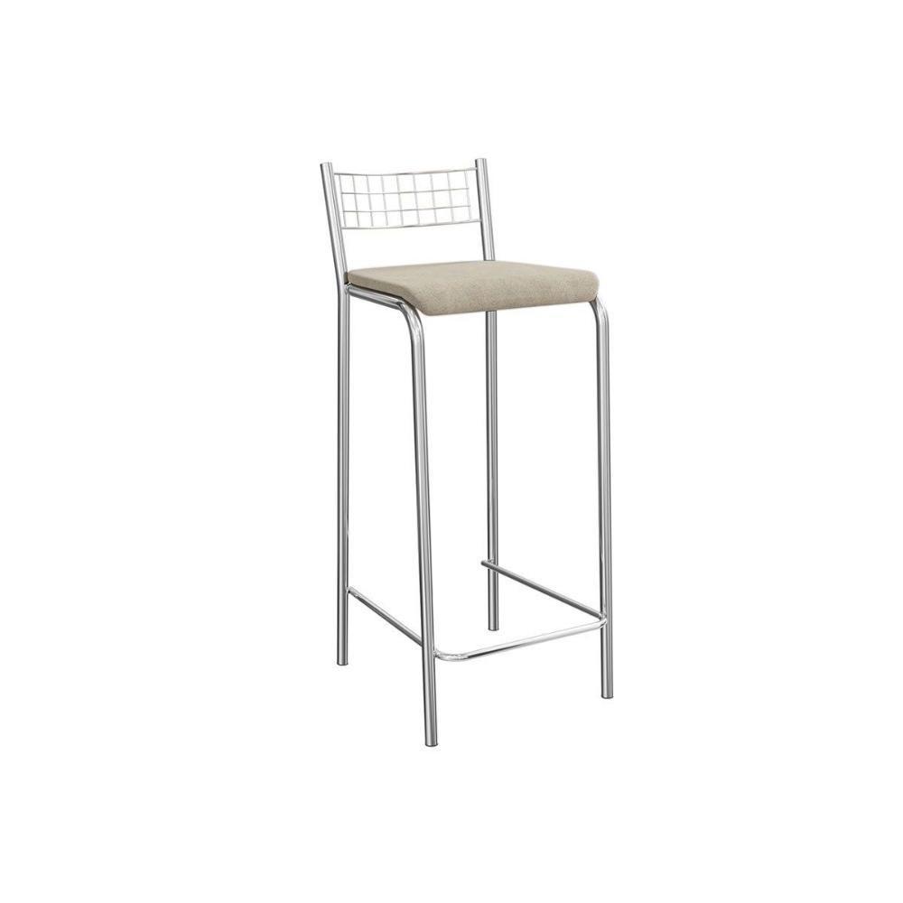 Banqueta Sala De Jantar Gênova 1b705cr Aço 1 Un Cromado-linho Bege Fendi - Kappesberg - 1