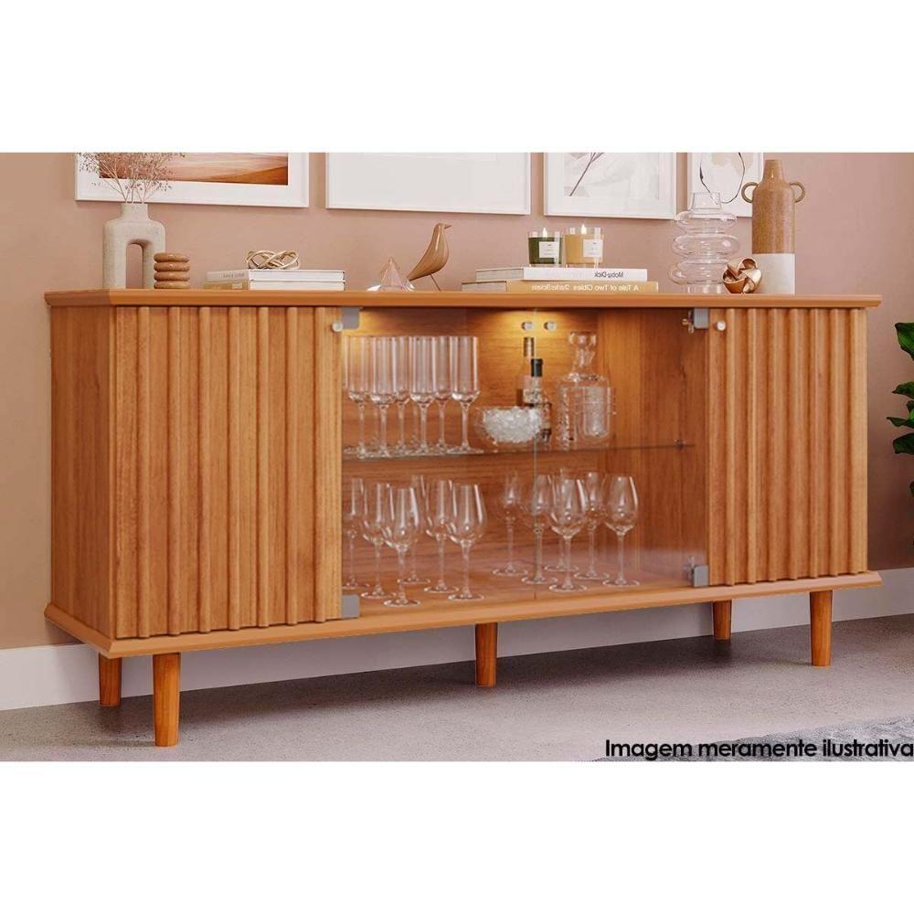 Buffet De Sala Jantar Janice C- 4 Portas C- Vidro Cinamomo - Cimol - 1