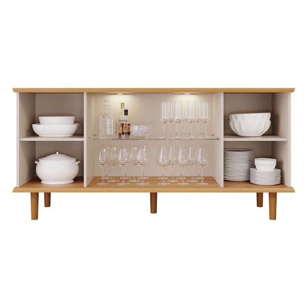 Buffet De Sala Jantar Janice C- 4 Portas C- Vidro Cinamomo - Cimol - 4