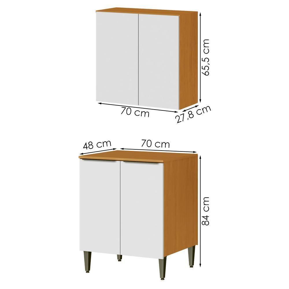 Armario Aereo E Balcao Com Tampo 2 Portas 70 Cm Cinamomo Branco Armoveis Cinamomo Branco - 3
