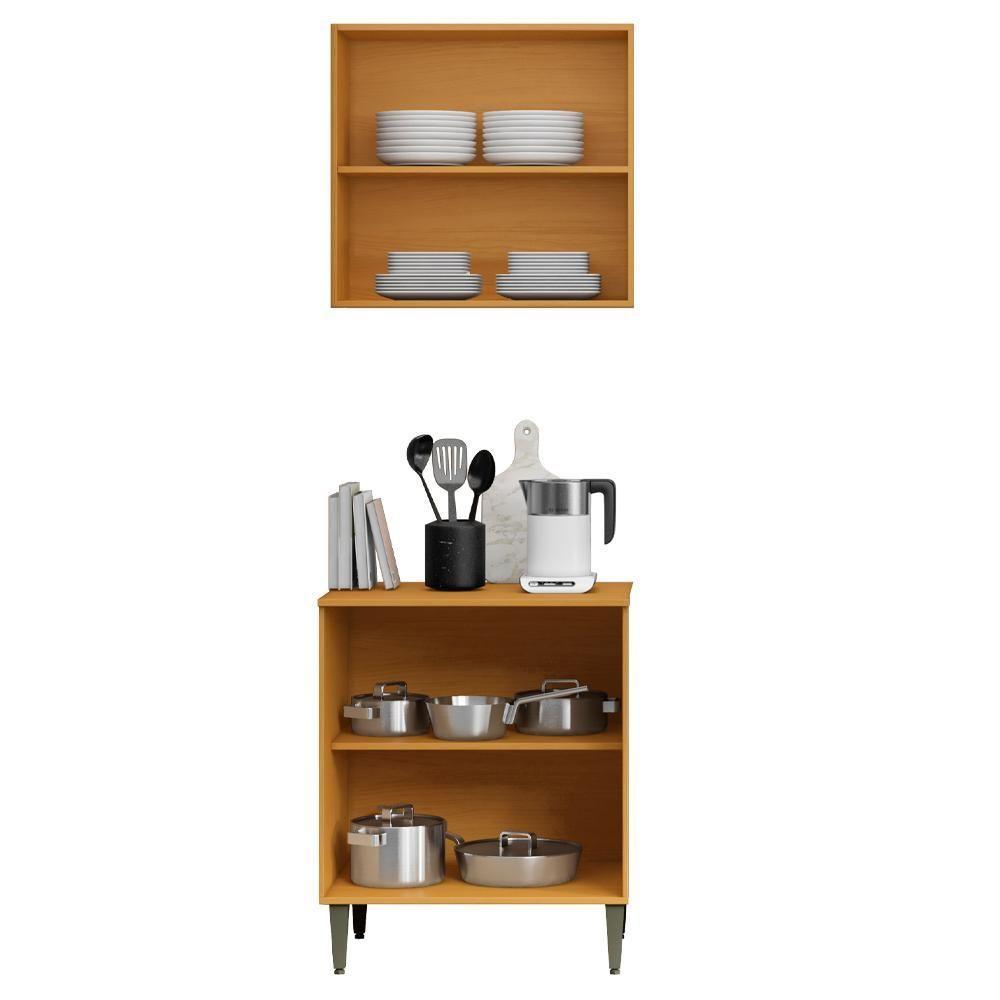 Armario Aereo E Balcao Com Tampo 2 Portas 70 Cm Cinamomo Branco Armoveis Cinamomo Branco - 7