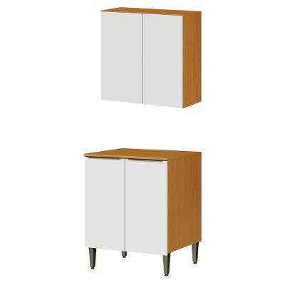 Armario Aereo E Balcao Com Tampo 2 Portas 70 Cm Cinamomo Branco Armoveis Cinamomo Branco