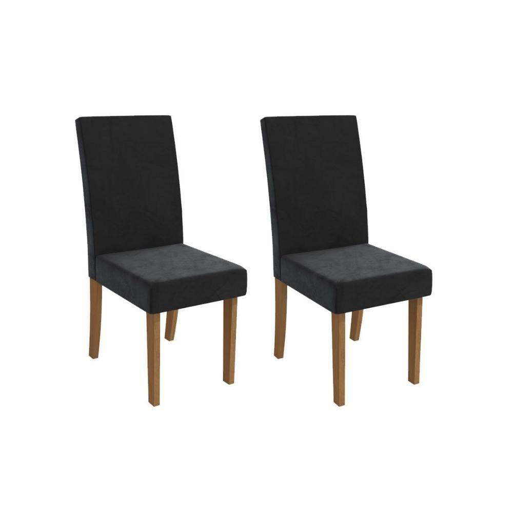 Cadeira Sala De Jantar Dália 2cad131 Madeirado Kit 2 Un Canela-suede Preto - Kappesberg - 1