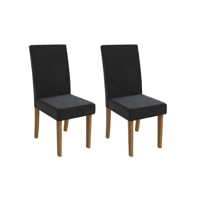 Cadeira Sala De Jantar Dália 2cad131 Madeirado Kit 2 Un Canela-suede Preto - Kappesberg