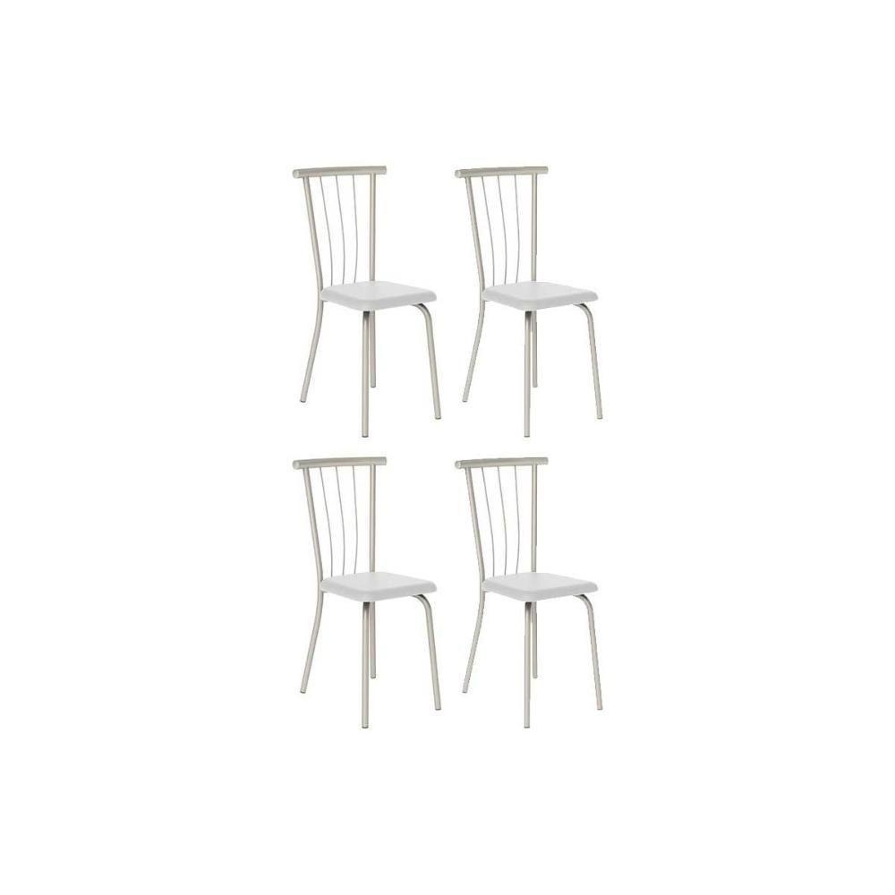 Cadeira De Cozinha 154 Aço Kit 4 Uni Prata-courano Branco - Carraro - 1