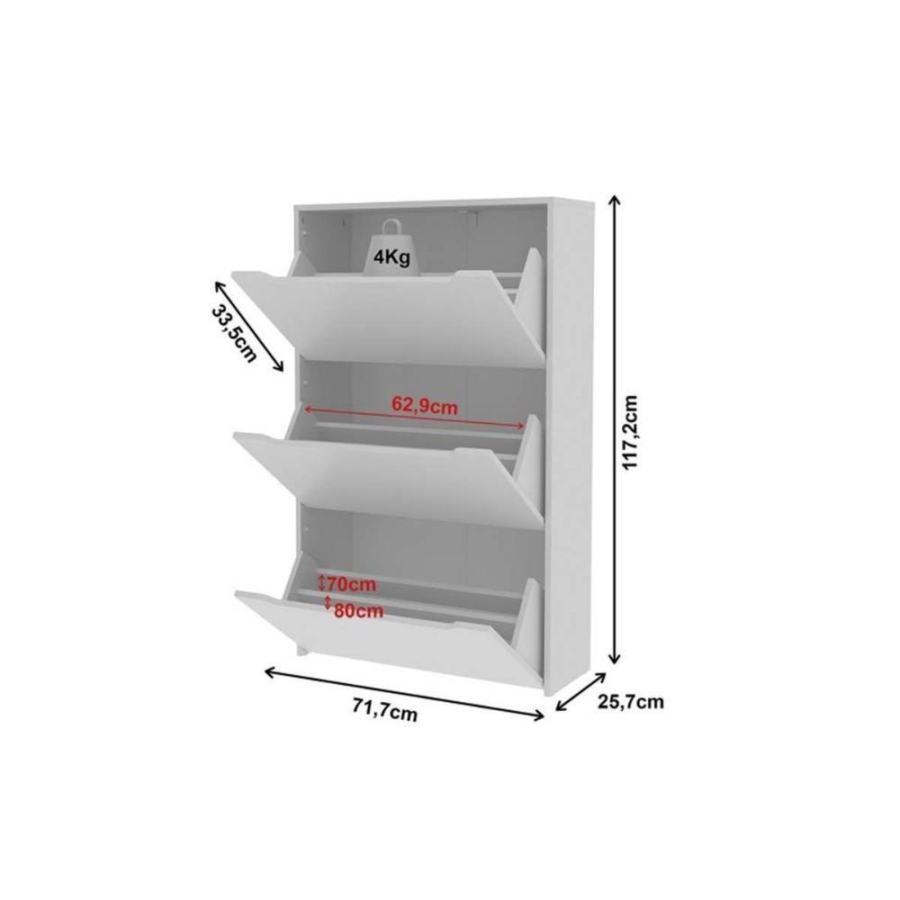 Armário Sapateira Casal Sa-3405 C- 3 Portas Branco - Tecno Mobili - 2