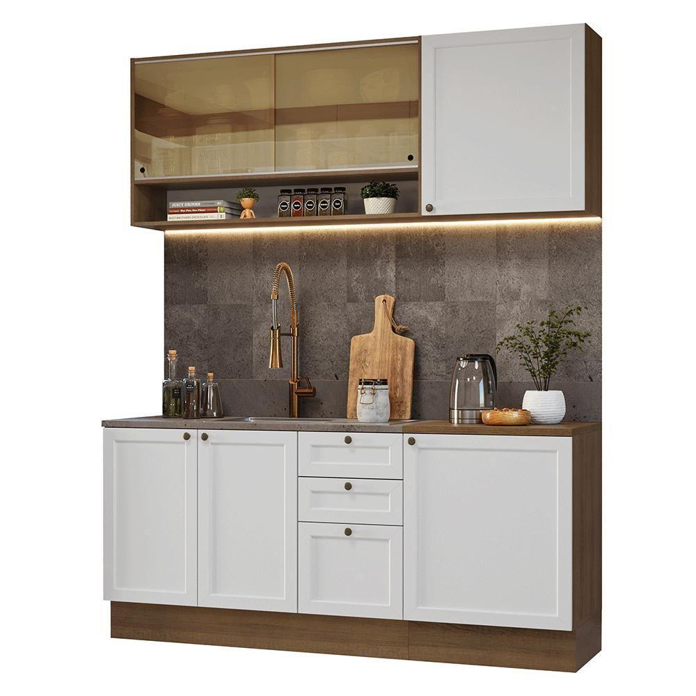 Armário De Cozinha Compacta 180 Cm Rustic-branco Vik Madesa 04 Rustic-branco - 2