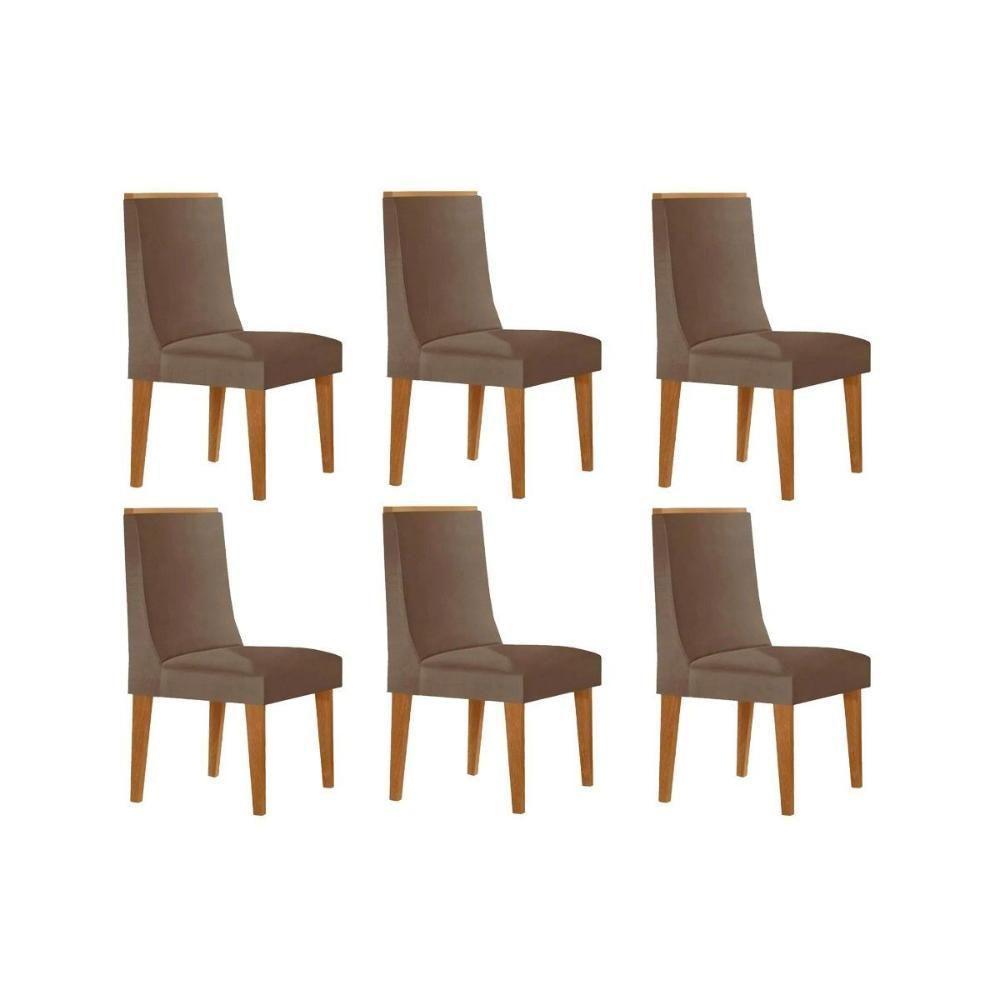 Cadeira Sala De Jantar Dakota Kit 6 Un Naturalle-corano Capuccino - Rufato - 1