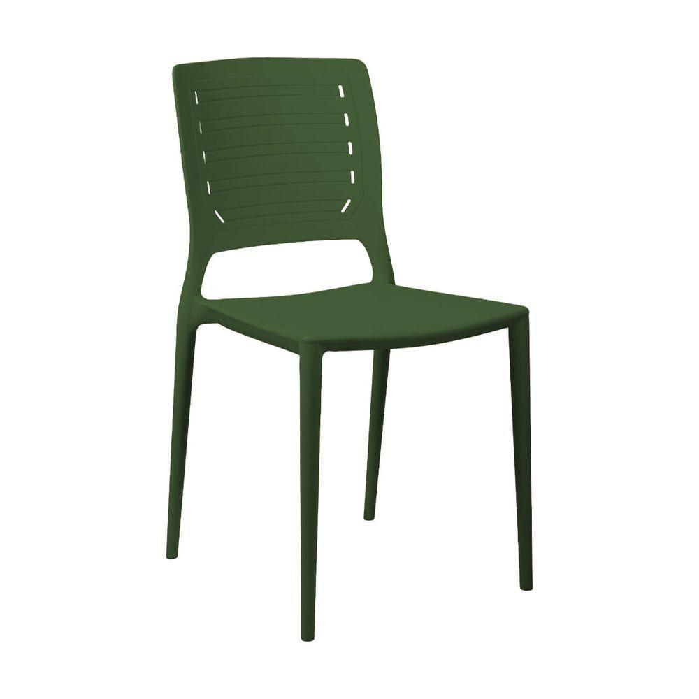 Cadeira Empilhável Saturno Verde Musgo Em Polipropileno Acrilys - 1
