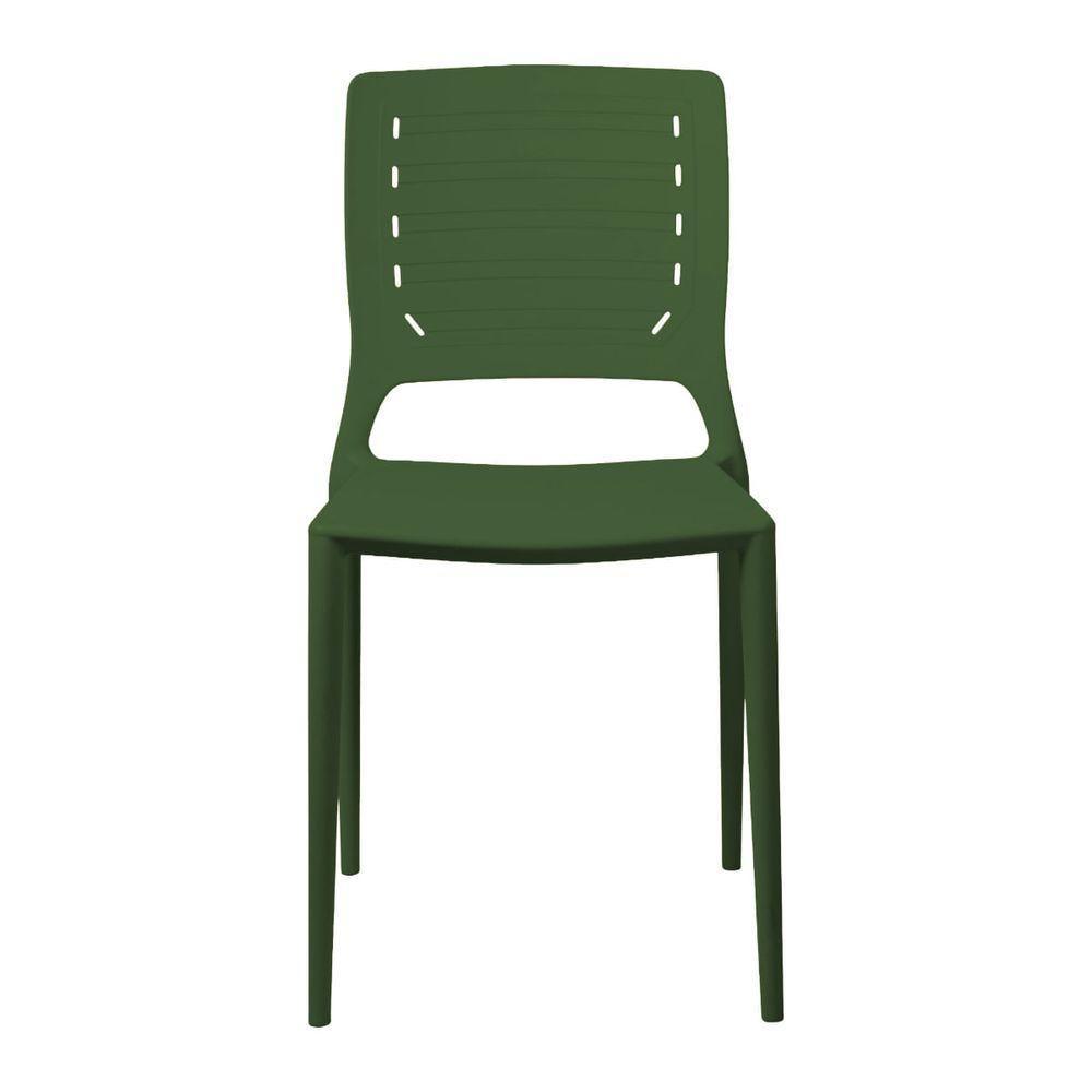 Cadeira Empilhável Saturno Verde Musgo Em Polipropileno Acrilys - 3