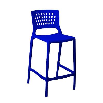 Banqueta Alta Para Bancada E Cozinha Azul Bic Empilhável Marte Em Polipropileno Acrilys