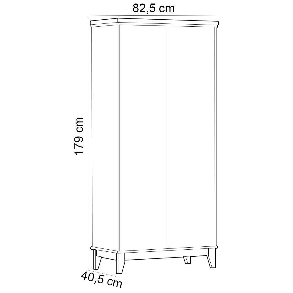 Armário Multiuso 2 Portas Pés Retrô Madeira Maciça Cintra F06 Off White Freijó - Lyam Decor - 5