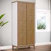 Armário Multiuso 2 Portas Pés Retrô Madeira Maciça Cintra F06 Off White Freijó - Lyam Decor - 2