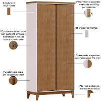 Armário Multiuso 2 Portas Pés Retrô Madeira Maciça Cintra F06 Off White Freijó - Lyam Decor